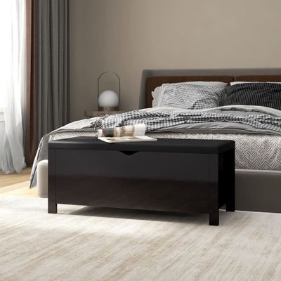 vidaXL Úložný box+podložka, lesklý čierny 105x40x45cm kompozitné drevo