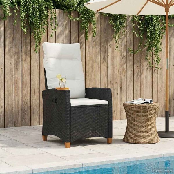 vidaXL Polohovacie kreslo s podnosom na čaj 62 x 64 x 112 cm polyratan
