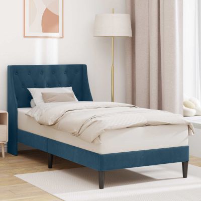vidaXL Rám postele s čelnou doskou Modrá 100 x 200 cm Zamat
