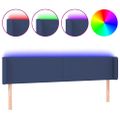 vidaXL Čelo postele s LED modré 163x16x78/88 cm látka