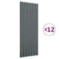 vidaXL Strešné panely 12 ks pozinkovaná oceľ antracitové 100x36 cm