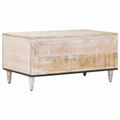vidaXL Konferenčný stolík Biela 80 x 50 x 40 cm Masívne mango drevo