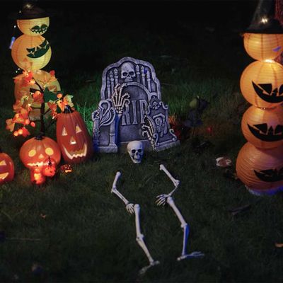 vidaXL Halloween kostra so záhradnými hrotmi Biela 45,5 x 13 cm