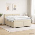 vidaXL Posteľ s boxspringom a matracom a LED Krémová 140 x 190 cm