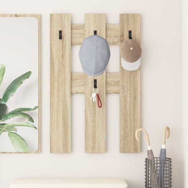 vidaXL Vešiak na stenu Sonoma dub 65 x 3 x 100 cm Kompozitné drevo