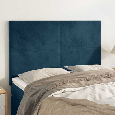 vidaXL Čelo postele tmavomodré 144x5x118/128 cm zamatové