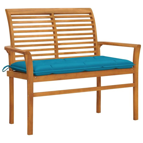vidaXL Záhradná lavička, svetlomodrá podložka 112 cm, tíkový masív