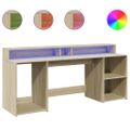 vidaXL Stôl s LED svetlami dub sonoma 200x55x91 cm kompozitné drevo