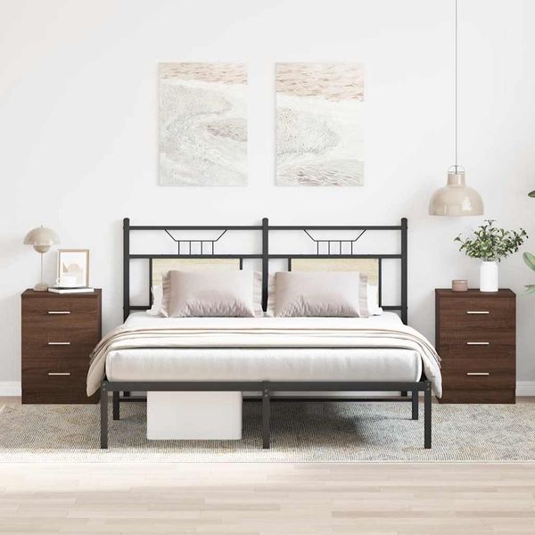 vidaXL Nočné stolíky 2 ks hnedý dub 38x35x56 cm spracované drevo