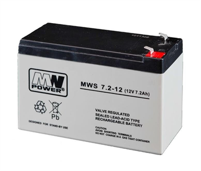 Batéria MW Power 12V/7,2Ah MWS 7.2-12 AGM gélový akumulátor Baterie MW Power 12V / 7,2Ah MWS 7.2-12 AGM gelový akumulátor