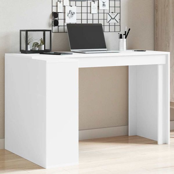 vidaXL Kancelársky stôl biely 123,5x73,5x75 cm kompozitné drevo