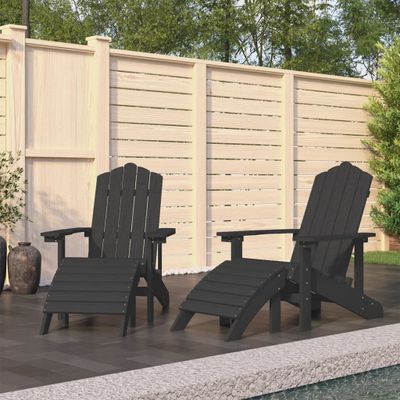 vidaXL Záhradné stoličky s podnožkami Adirondack 2 ks HDPE antracitové