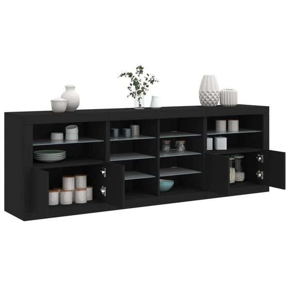 vidaXL Komoda s LED svetlami čierna 202x37x67 cm