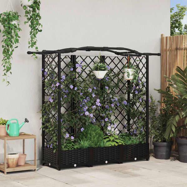 vidaXL Vyvýšený záhon s mriežkou a strechou Čierny 163 x 40 x 123 cm