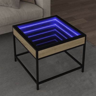 vidaXL Konferenčný stolík s nekonečnými LED dub sonoma 50x50x41 cm