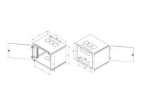 19" jednodielny nástenný rozvádzač 12U/600mm sitové dvere, vylamovací otvor pre ventilátor, IP30 nosnosť 80kg, svetlo sivý RAL7035