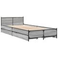 vidaXL Posteľný rám so zásuvkami sivý sonoma 90x200 cm kompozit. drevo