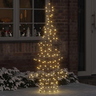 vidaXL Vianočný stromček s 160 LED-i Teplá biela 150 cm Ratan