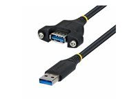 Predlžovacia šnúra USB - USB typ A (M) do USB typ A (F) - USB 3.0 / USB 3.2 Gen 1 - 2 m - pasívna, krídlové skrutky, 5 Gbps Super Speed - čierna
