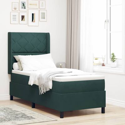 vidaXL Posteľ s pružinovým rámom Tmavozelená 80 x 200 cm Zamat