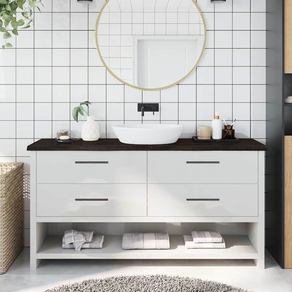 vidaXL Kúpeľňová doska tmavohnedá 160x30x(2-4) cm ošetrený masív