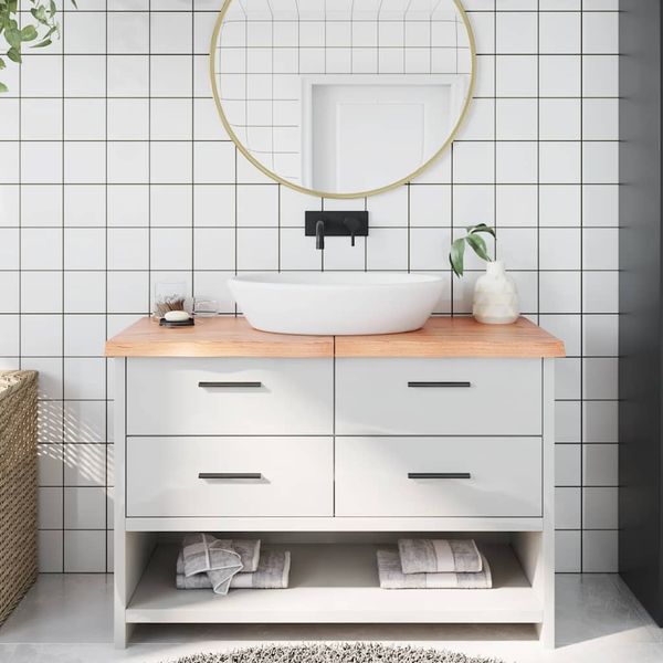 vidaXL Kúpeľňová doska bledohnedá 120x40x(2-4) cm ošetrený masív