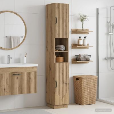 vidaXL Kúpeľňový kabinet s otvorenou poličkou HOORN Dub artisan