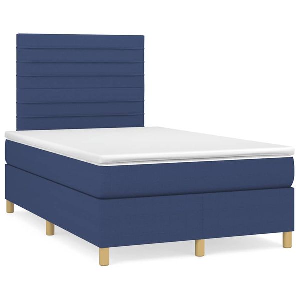 vidaXL Boxspring posteľ s matracom a LED modrá 120x190 cm látka