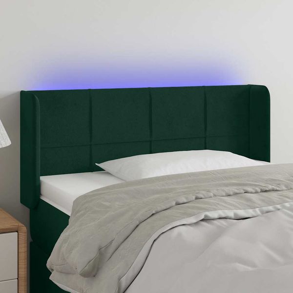 vidaXL Čelo postele s LED tmavozelené 83x16x78/88 cm zamat