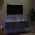 vidaXL TV nástenná skrinka s LED svetlami sivá sonoma 100x35x31 cm