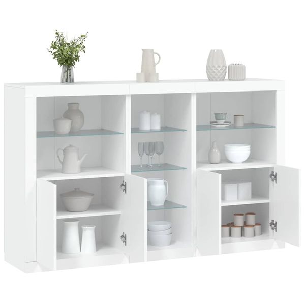 vidaXL Komoda s LED svetlami biela 162x37x100 cm
