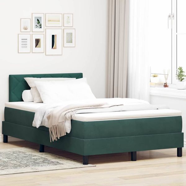 vidaXL Posteľ s pružinovým rámom Tmavozelená 120 x 200 cm Zamat