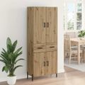 vidaXL Highboard Remeselný dub 69,5 x 34 x 180 cm Kompozitné drevo