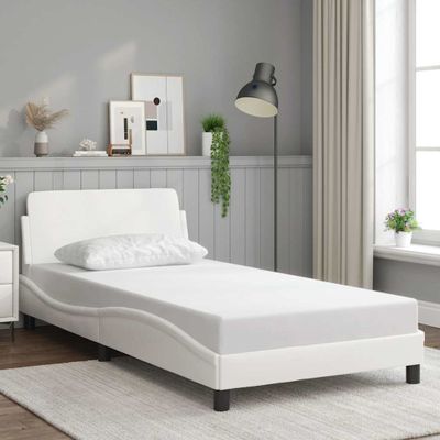 vidaXL Rám postele Dover biely 100x200 cm umelá koža