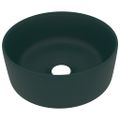 vidaXL Luxusné umývadlo, okrúhle, matné tmavozelené 40x15 cm, keramika