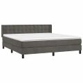 vidaXL Posteľný rám boxspring s matracom tmavosivý 180x200 cm zamat