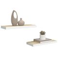 vidaXL Plávajúce nástenné police 2ks dubové a biele 60x23,5x3,8 cm MDF