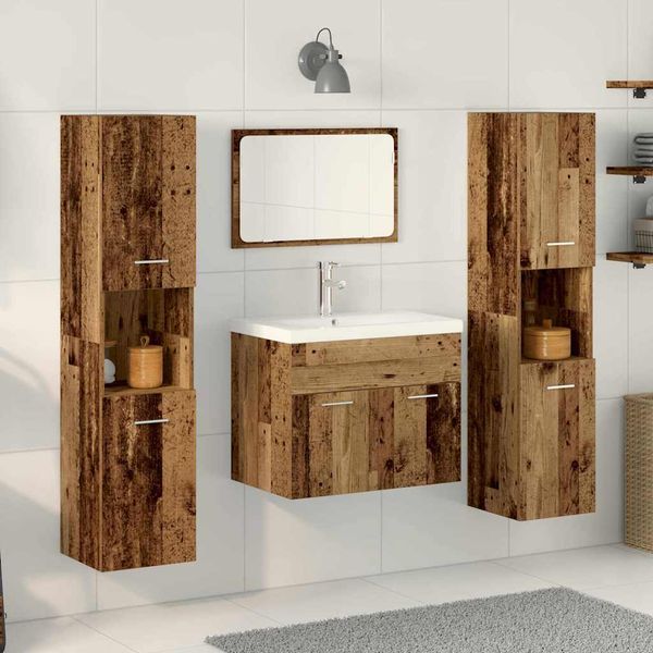 vidaXL Sada kúpeľňového nábytku 4 pcs Staré drevo Kompozitné drevo
