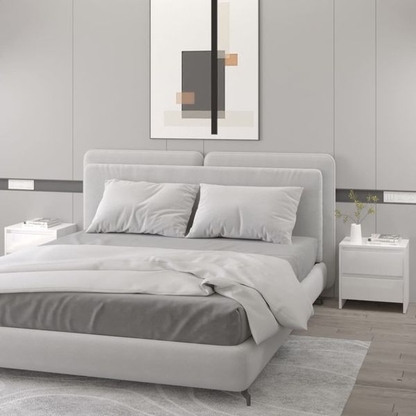 vidaXL Nočné stolíky 2 ks lesklé biele 45x34,5x44,5cm kompozitné drevo