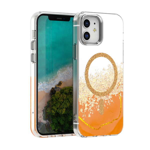 Epoxy Mag puzdro pre iPhone 12 / 12 Pro 6,1" oranžové