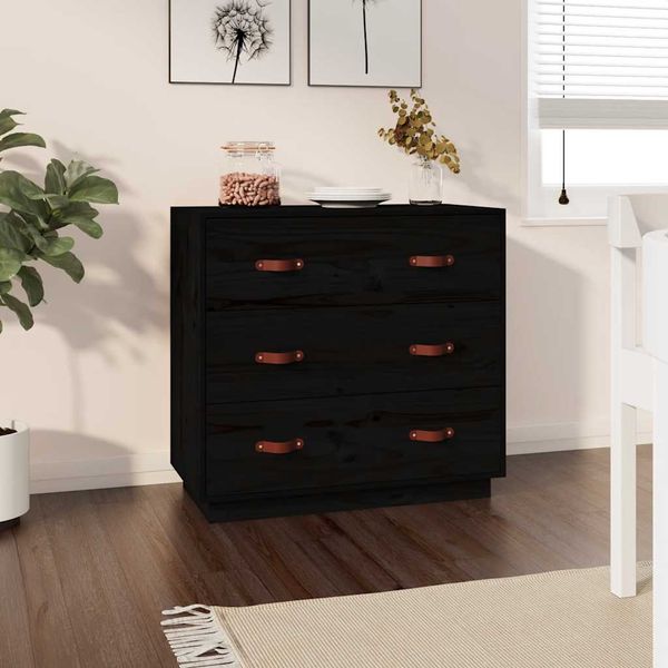 vidaXL Komoda čierna 80x40x75 cm borovicový masív