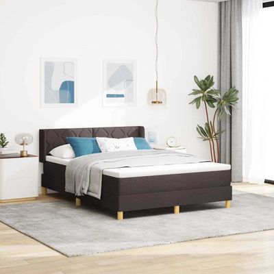 vidaXL Posteľ s pružinovým rámom Tmavohnedá 190 x 140 cm látka