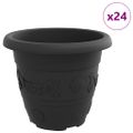vidaXL Kulatý kvetináč 24 ks Čierna Ø 26 x 21.5 cm Plast