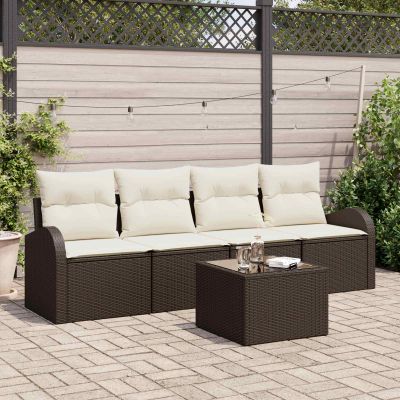 vidaXL Súprava záhradných pohoviek 5 pcs 4-Seater Hnedá a krémová