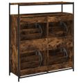 vidaXL Botník so 4 výklopnými zásuvkami dymový dub 100x34x112 cm
