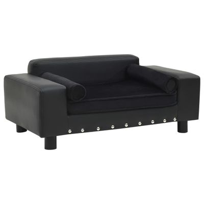 vidaXL Pohovka pre psa, čierna 81x43x31 cm, plyš a umelá koža