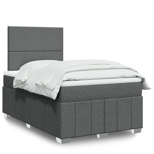 vidaXL Boxspring posteľ s matracom, tmavosivá 120x190 cm, látka