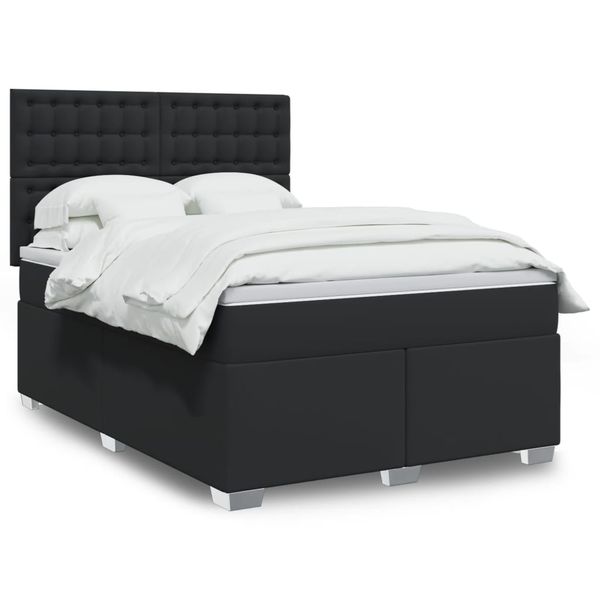 vidaXL Boxspring posteľ s matracom čierna 140x200 cm umelá koža