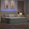 vidaXL LED úložná posteľ s matracom Svetlosivá 200 x 200 cm Zamat