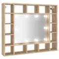 vidaXL Kúpeľňová zrkadlová skrinka s LED dub sonoma 91x15x76,5 cm